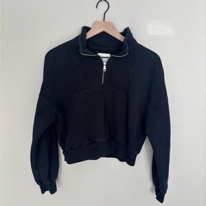 Abercrombie & Fitch Black Quarter-Zip Sweatshirt Soft Max Essentials